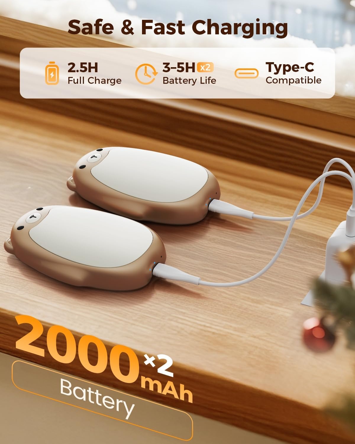 Winter charging hand warmer, portable 2-in-1 magnetic suction style, mini portable warm baby, small gift, electric hand warmer