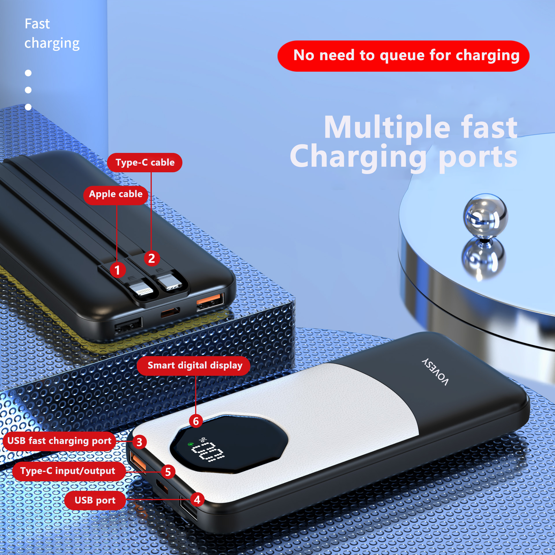 YX01 10000mAh Portable Charger Power Bank