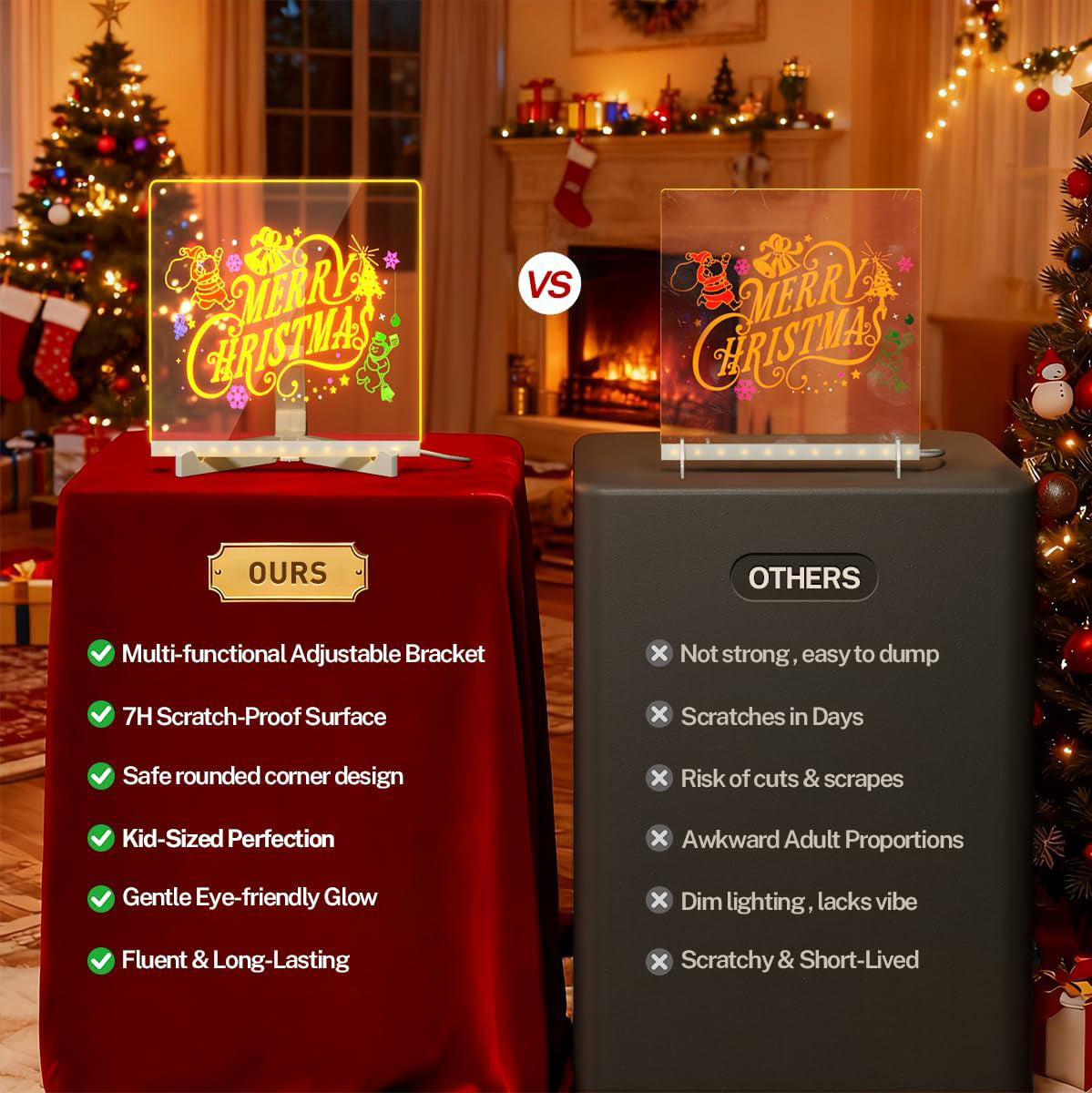 Kids LED Drawing Board 🎉 50% OFF Holiday Sale! ✨ Light-Up Acrylic Dry Erase Board for Creative Fun