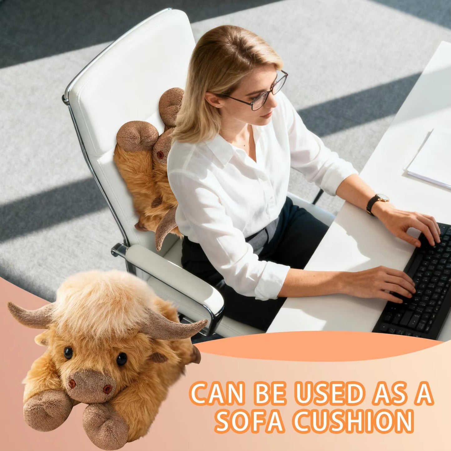 Weighted Cow Plush Kawaiis Cartoon Cow Plush Pillow Sleeping Companion Stuffed Animal Pillow Doll Creative Weighted Cow Plush Toy Home Decor